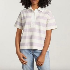 Everlane Lavender Cream Striped Short Sleeve The Retro Jersey Polo Shirt Size S